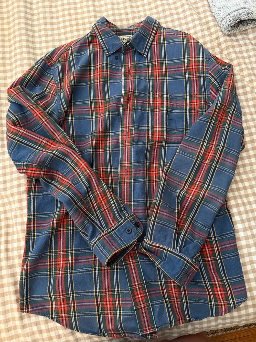 L.L. Bean Blue and Red Plaid Button-Down Shirt